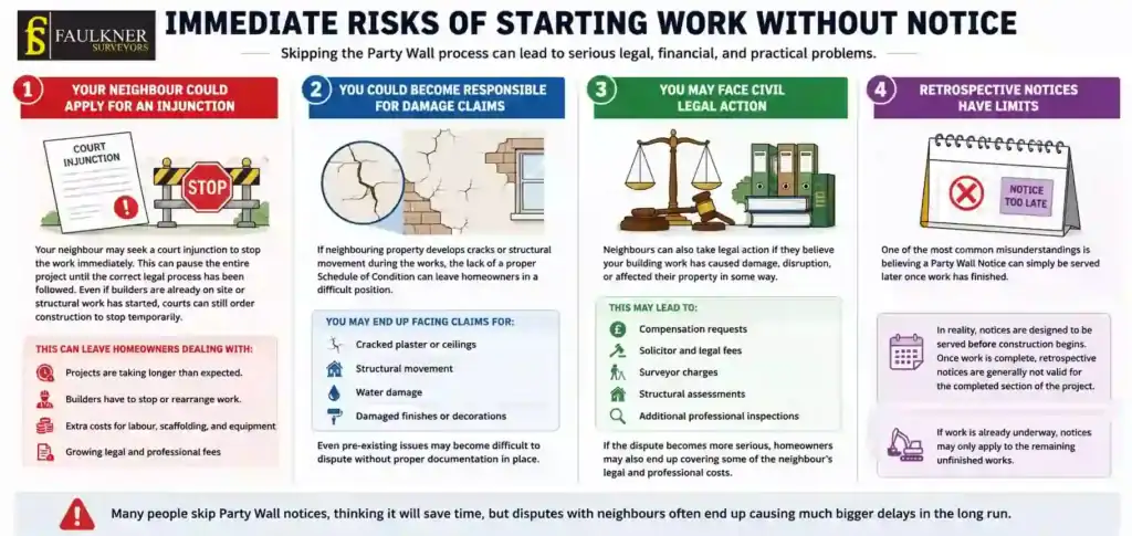 What Happens If You Start Work Without a Party Wall Notice? 1 Immediate Risks of Starting Work Without Party Wall Notice Swindon